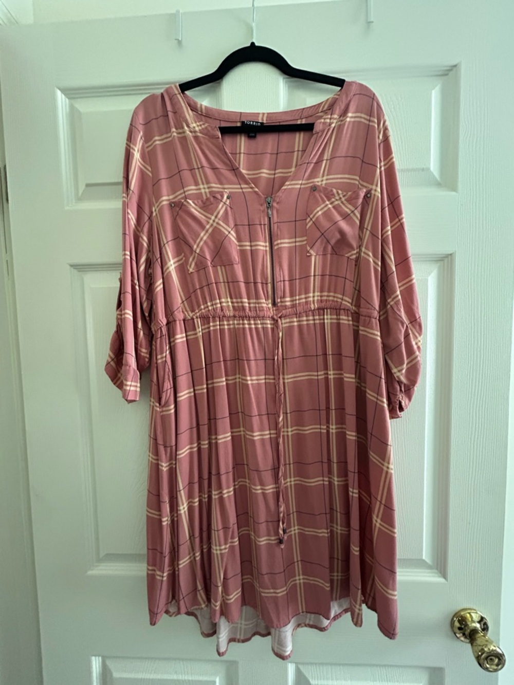 torrid Rose Pink Plaid Zipper-Front Dress